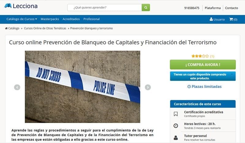 Curso de Prevención de Blanqueo de Capitales y Financiación del Terrorism